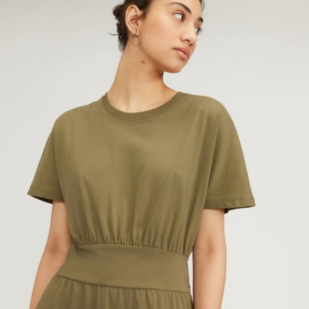 Everlane Organic Cotton Olive Green Dress - Medium